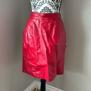 Vintage Red Leather Skirt